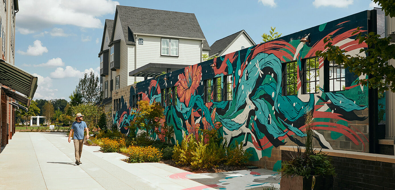 large mural on building at Town at Trilith