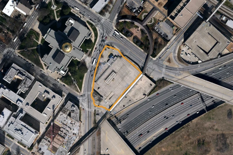 Image from the sky of a area of concrete