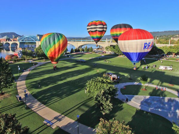 hotair balloons at Coolidge Park