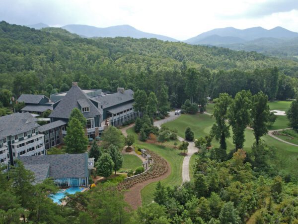 Brasstown Valley development overlooking forest mountains