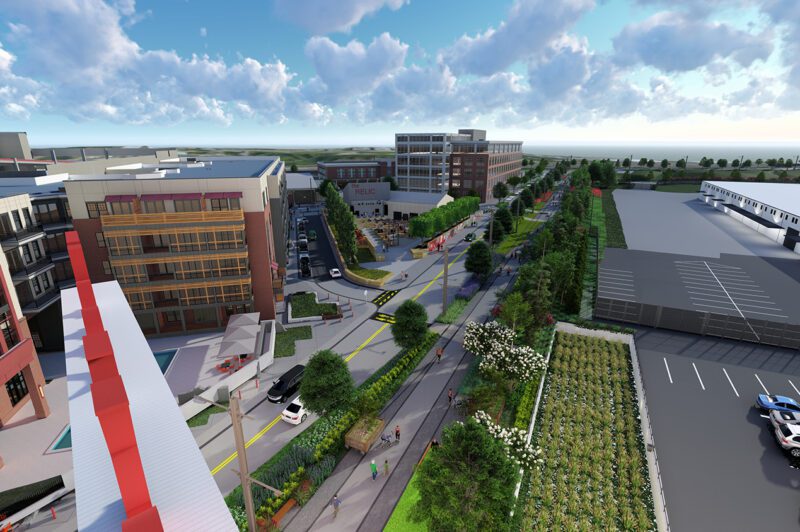Rendering of highway that has greenery along it