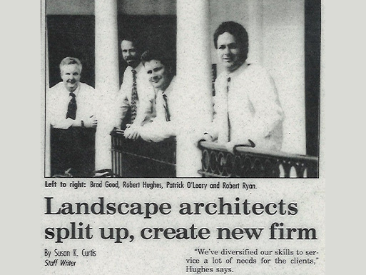 Newspaper article title Landscape architects split up, create new firm