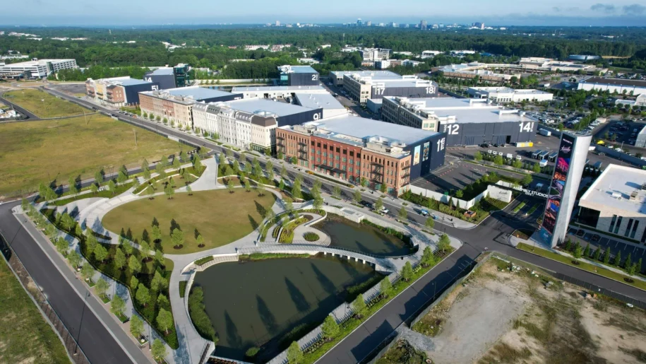Assembly Studios park, condos and stage entrance