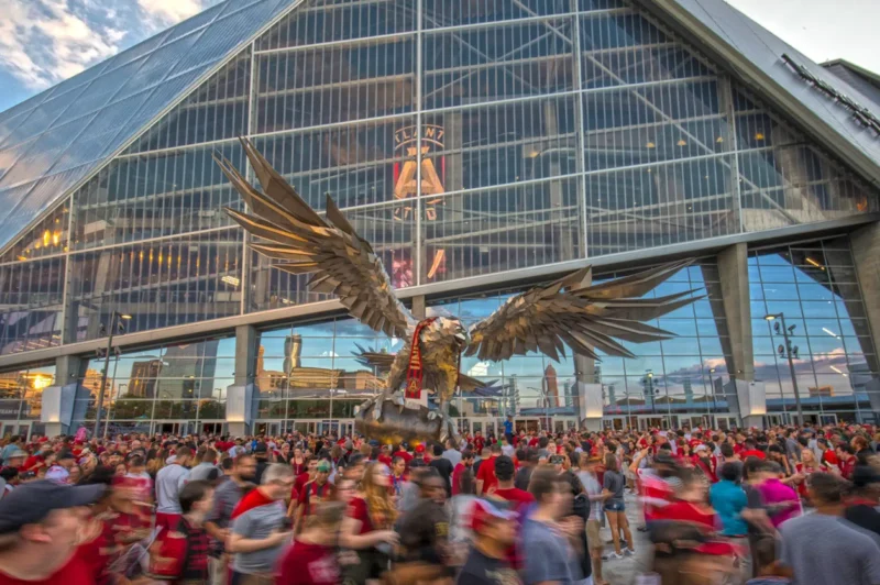 Mercedes Benz Stadium large eagle statue
