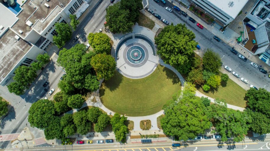 aerial view of Hurt Park at Georgia State University